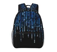 DUWAA The Blue Binary Print Sac à dos pour homme et femme Haute capacité Sac à dos sous vide Design multicouche Sac à dos de voyage