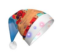 DUWAA Tongs sur une plage de sable avec imprimé LED en peluche, chapeaux de Noël amusants pour adultes, accessoires de fête de Nouvel An