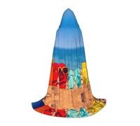 DUWAA Tongs sur une plage de sable imprimé Halloween cape à capuche style médiéval pour fête de Noël, cosplay, costumes de bal masqué