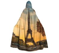 DUWAA Tour Eiffel Paris Automne Imprimé Halloween Cape à Capuche pour Adulte Homme Femme Magicien Vampire Chevalier Fantaisie Cool Cape Costume
