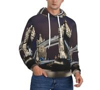 DUWAA Tower Bridge In London Print Pull à capuche léger pour homme en polyester pour l'automne, Noir , XXL
