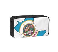 DUWAA Trousse à crayons de grande capacité avec fermeture éclair - Motif drapeau de l'État du Minnesota - Pour bureau, voyage, maquillage