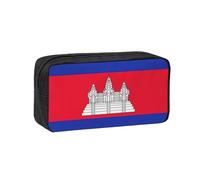 DUWAA Trousse à crayons de grande capacité avec fermeture éclair - Motif drapeau du Cambodge - Portable - Pour bureau, voyage, maquillage