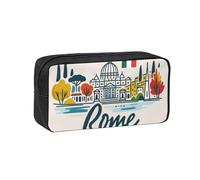 DUWAA Trousse à crayons de grande capacité avec fermeture éclair - Motif paysage urbain de Rome - Imprimé italien - Pour bureau, voyage, maquillage