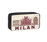 DUWAA Trousse à crayons de grande capacité avec fermeture éclair - Motif paysage urbain - Milan - Pour bureau, voyage, maquillage