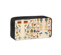 DUWAA Trousse à crayons de grande capacité avec fermeture éclair - Motif symboles culturels allemands - Pour bureau, voyage, maquillage