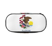 DUWAA Trousse à crayons fonctionnelle avec imprimé drapeau de l'État de l'Illinois