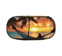 DUWAA Trousse à crayons légère avec imprimé hamac en noix de coco et coucher de soleil