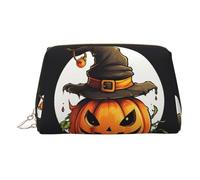 DUWAA Trousse de toilette en cuir avec imprimé citrouille d'Halloween pour femmes et hommes, cadeau de voyage, salle de bain, douche, articles de toilette, doré, One Size