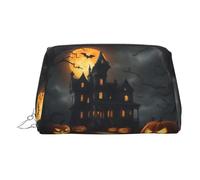 DUWAA Trousse de toilette en cuir avec imprimé horreur d'Halloween pour femmes et hommes, cadeau de voyage, sac de rangement pour salle de bain, douche, articles de toilette, Argenté, One Size