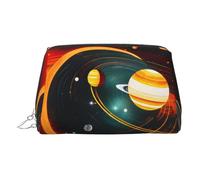 DUWAA Trousse de toilette en cuir avec imprimé Jupiter Saturne pour homme et femme, cadeau de voyage, salle de bain, douche, articles de toilette, Argenté, One Size