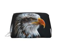 DUWAA Trousse de toilette en cuir imprimé aigle à tête blanche pour homme et femme, cadeau de voyage, sac de rangement pour salle de bain, douche, articles de toilette, Argenté, One Size