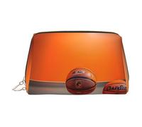 DUWAA Trousse de toilette en cuir imprimé basket-ball orange pour homme et femme, cadeau de voyage, salle de bain, douche, articles de toilette, doré, One Size