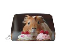 DUWAA Trousse de toilette en cuir imprimé cochons d'Inde et cupcakes pour homme et femme, cadeau de voyage, sac de rangement pour salle de bain, douche, articles de toilette, Argenté, One Size