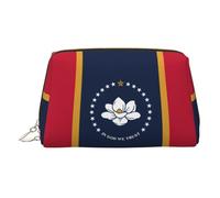 DUWAA Trousse de toilette en cuir imprimé drapeau de l'État du Mississippi pour femmes et hommes, cadeau de voyage, sac de rangement pour salle de bain, douche, articles de toilette, doré, One Size