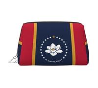 DUWAA Trousse de toilette en cuir imprimé drapeau de l'État du Mississippi pour femmes et hommes, cadeau de voyage, sac de rangement pour salle de bain, douche, articles de toilette, Argenté, One Size