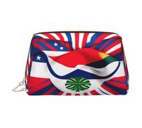 DUWAA Trousse de toilette en cuir imprimé drapeau du Costa Rica pour homme et femme, cadeau de voyage, salle de bain, douche, articles de toilette, doré, One Size