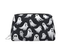 DUWAA Trousse de toilette en cuir imprimé fantôme blanc mignon Halloween 1 pour femmes hommes, cadeau de voyage, salle de bain, douche, articles de toilette sac organisateur, Argenté, One Size