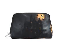 DUWAA Trousse de toilette en cuir imprimé gothique d'Halloween pour femmes et hommes, cadeau de voyage, salle de bain, douche, articles de toilette, Argenté, One Size