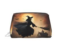 DUWAA Trousse de toilette en cuir imprimé sorcière d'Halloween pour homme et femme, cadeau de voyage, salle de bain, douche, articles de toilette, Argenté, One Size