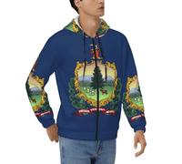 DUWAA Vermont State Flag Print Loose Fit Zipper Hoodie Full Zip Hoodie Hoodie Jacket for Men Sport Winter Outwear, noir, Small