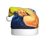 DUWAA We Can Do It Bonnet de Noël imprimé en peluche amusante pour adulte, couvre-chef fantaisie pour fête du Nouvel An