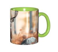 DUWAA Whitetail Deer Fawn In Wilderness Stag1 Tasse en céramique avec boîte cadeau, belles tasses à café pour les vacances, cadeau d'anniversaire, café lait, 6 couleurs
