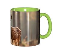 DUWAA Whitetail Deer Fawn In Wilderness Stag2 Tasse en céramique avec boîte cadeau, belles tasses à café pour les vacances, cadeau d'anniversaire, café et lait 6 couleurs