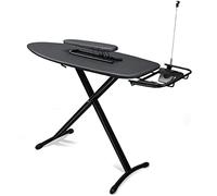 Duwee Table à Repasser Deluxe avec Repose-Fer Rétractable | Planche à Repasser Extra Large épaissir la Planche supérieure en Acier, avec Planche à Manches, Hauteur réglable, 46x122cm,Noir