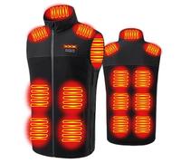 DUWEIKE Gilet Chauffant, Gilet Polaire Chauffant Électrique Rechargeable USB Pour Hommes, Veste Chauffante Réglable Unisexe,Noir,8XL