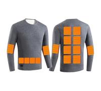 DUWEIKE sous-Vêtements Chauffants Isolés pour Hommes, T-Shirts Thermiques Chauffants Électriques USB Lavables À Manches Longues À Température Constante,Gris,4XL
