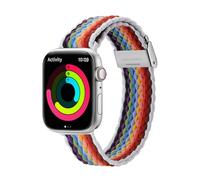 DUX DUCIS Bracelet de montre Mixture II, conçu pour Apple Watch 38/40/41/42 mm (10e génération), bracelet de montre en nylon tissé très élastique, rayures pales