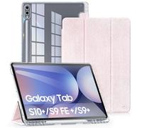 DUX DUCIS Coque Hybride pour Samsung Galaxy Tab S10+ Plus/S9 FE+ Plus/S9+ Plus 12,4 Pouces, Housse Fine à Dos Transparent avec Porte-Crayon, Fonction Veille/Réveil Automatique, Rose Clair
