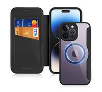 DUX DUCIS Coque Magnétique pour iPhone 14 Pro Max Etui Compatible avec MagSafe, Dos Transparente Anti-Choc Anti-Rayures Flip Étui en Cuir Housse Case pour iPhone 14 Pro Max Coque (6,7 Pouces, Noir)