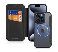 DUX DUCIS Coque Magnétique pour iPhone 15 Pro Max Etui Compatible avec MagSafe, Dos Transparente Anti-Choc Anti-Rayures Flip Étui en Cuir Housse Case pour iPhone 15 Pro Max Coque (6,7 Pouces, Noir)