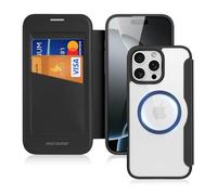 DUX DUCIS Coque Magnétique pour iPhone 16 Pro Max Etui Compatible avec MagSafe, Dos Transparente Anti-Choc Anti-Rayures Flip Étui en Cuir Housse Case pour iPhone 16 Pro Max (6,9 Pouces, Noir)