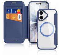 DUX DUCIS Coque Magnétique pour iPhone 17 Etui Compatible avec MagSafe, Dos Transparente Anti-Choc Anti-Rayures Flip Étui en Cuir Housse Case pour iPhone 17 Coque (6,3 Pouces, Bleu)