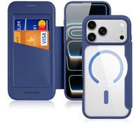 DUX DUCIS Coque Magnétique pour iPhone 17 Pro Max Etui Compatible avec MagSafe, Dos Transparente Anti-Choc Anti-Rayures Flip Étui en Cuir Housse Case pour iPhone 17 Pro Max (6,9 Pouces, Bleu)