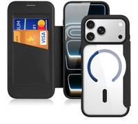 DUX DUCIS Coque Magnétique pour iPhone 17 Pro Max Etui Compatible avec MagSafe, Dos Transparente Anti-Choc Anti-Rayures Flip Étui en Cuir Housse Case pour iPhone 17 Pro Max (6,9 Pouces, Noir)