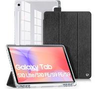 DUX DUCIS Coque pour Samsung Galaxy Tab S10 Lite / S10 FE / S9 FE / S9 avec Porte-Crayon, Housse Arrière Transparente Claire et Fine, Ultra Fin Étui avec Fonction Veille/Réveil Automatique, Noir