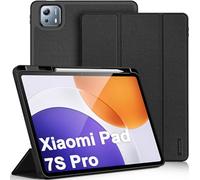 DUX DUCIS Coque pour Xiaomi Pad 7S Pro 2025 12,4" avec Porte-Stylet, Étui Housse de Protection Antichoc avec Fonction de Veille/Réveil Auto, Noir