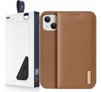 Dux Ducis Hivo cuir véritable booktype case étui de protection à rabat pour iPhone 14 Plus marron
