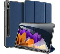 Dux Ducis Housse de livre rigide avec Smart Sleep Stand Fonction pour SAMSUNG GALAXY TAB S7+ 12,4 Tablet Housse Etui Portefeuille Housse de protection bleu