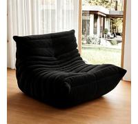 DUXMM Pouf Poire pour Adultes, Pouf Poire de Lecture en Mousse à mémoire de Forme avec Rembourrage en Fausse Fourrure, canapé de Sol Relaxant, Coin Lecture dans la Chambre, Fauteuil de Jeu Black
