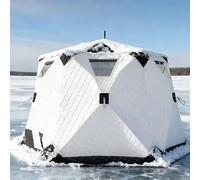 DUXMM Pro Ice Fishing Shelter for All Seasons,Tente de Peche Tente de Camping légère,Abri sur Glace en Plein air, Tente,avec Stove Jack Floor et Camouflage idéal White
