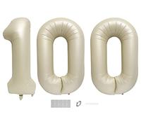 DUXUANT, 100 ballons géants blancs crème - 101,6 cm | Ballon d'anniversaire 100 jours pour fête | Ballon chiffre 100 pour anniversaire de mariage, remise de diplôme