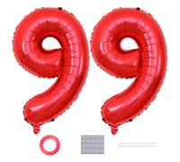 DUXUANT Ballons rouges en forme de chiffre 99 - 101,6 cm - Pour homme et femme - Décoration de fête d'anniversaire - 99 jours - Accessoires photos