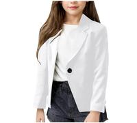 duxyoz Blazer à manches longues et col châle pour filles, cardigan ouvert sur le devant pour enfants, tenue décontractée, habillée, tenue d'affaires, fête scolaire, festival, bal de fin d'année