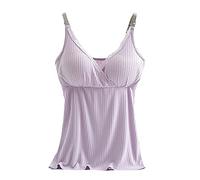 duxyoz Butterluxe - Débardeur d'allaitement pour femme - Camisole froncée sans manches - Débardeur de yoga confortable pour l'été avec soutien-gorge intégré - Taille M-3XL, violet, 3XL