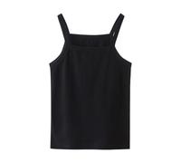 duxyoz Caraco pour filles en coton doux léger à bretelles spaghetti sans étiquette pour enfants d'été basique débardeur décontracté ample sans manches T-shirt mignon pour la danse et la gymnastique 3